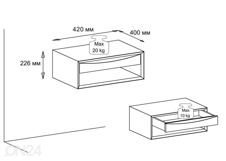 Yöpöytä Scan 42 cm, valkoinen öljy kuvasuurennos
