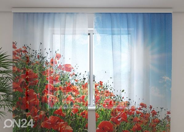 Sifonki-kuvaverho SUNNY POPPIES 240x220 cm