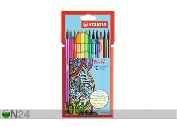 Stabilo kuitukärkikynät Pen 68, 12 väriä