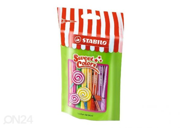 Kuitukärkikynät Lollipop Stabilo Pen 68, 15 väriä