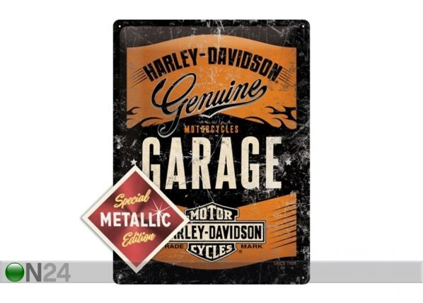 Retro metallitaulu Harley-Davidson Garage Metallic 30x40 cm