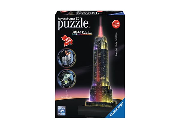 3D palapeli PIMEÄSSÄ HOHTAVA EMPIRE STATE BUILDING 216 palaa