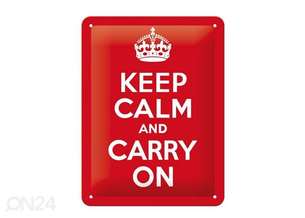 Retro metallitaulu Keep calm and carry on 15x20 cm