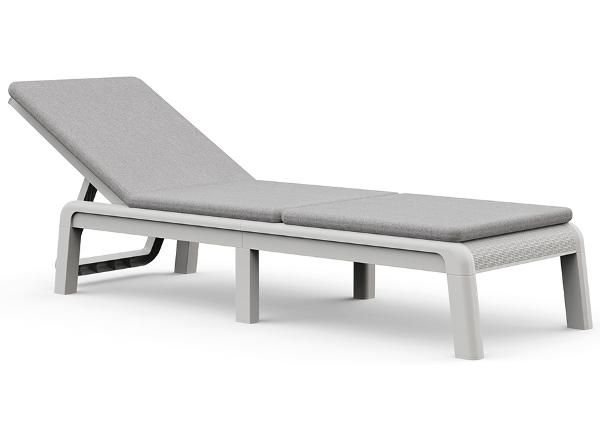 Aurinkotuoli Keter Keter Mallorca pehmusteella Sunlounger, valkoinen / harmaa