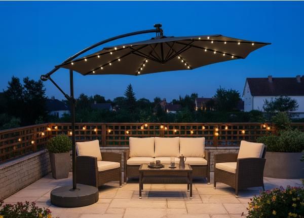 Aurinkovarjo Milin + LED Ø 3 m