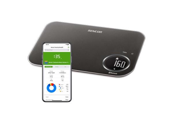 Bluetooth-yhteydellä varustettu keittiövaaka Sencor SKS7178BK, musta