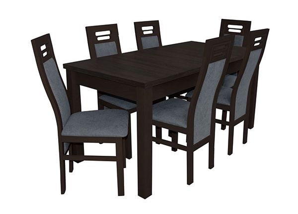 Jatkettava ruokapöytä 80x160-200 cm + 6 tuolia
