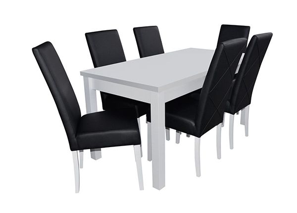Jatkettava ruokapöytä 80x160-200 cm + 6 tuolia