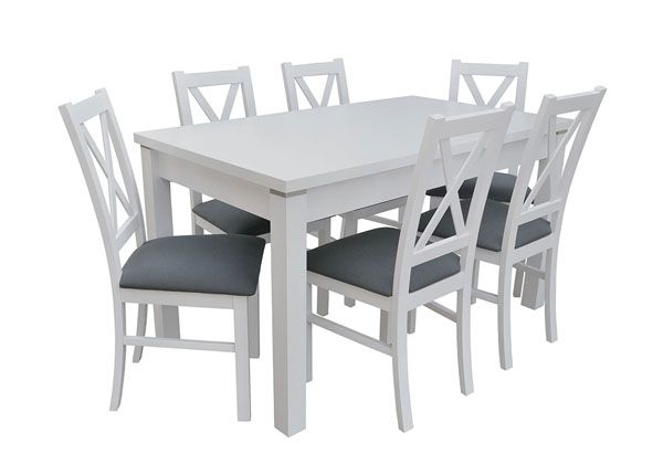 Jatkettava ruokapöytä 80x160-200 cm + 6 tuolia