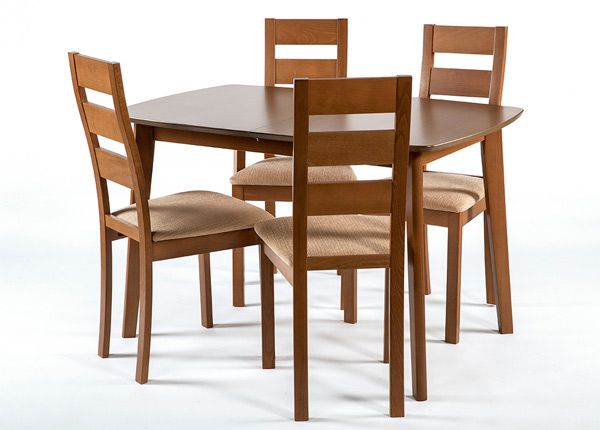 Jatkettava ruokapöytä Bari 80x120-150 cm ja 4 tuolia PARMA, pähkinä