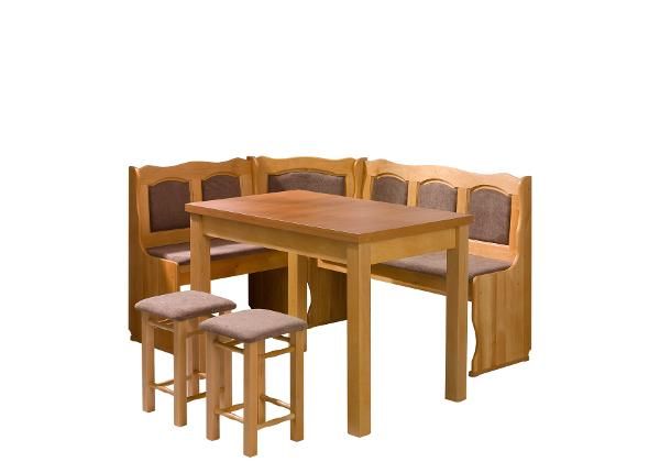 Keittiön kulmapenkki, jakkarat ja pöytä