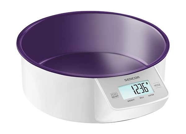 Keittiövaaka irrotettavalla kulholla Sencor, violetti
