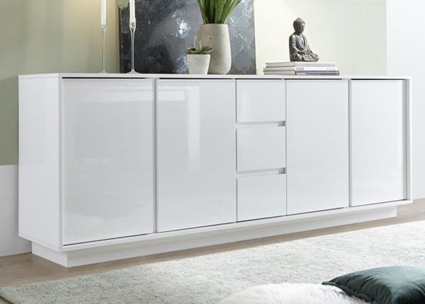 Kiiltävä valkoinen lipasto Ice 210 cm