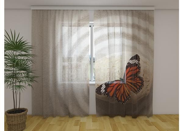 Läpikuultava kuvaverho Zen Stone with Butterfly 240x220 cm