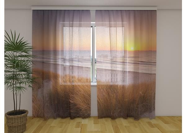 Läpinäkyvä kuvaverho Dunes and Beach at Sunset in The Netherlands 240x220 cm