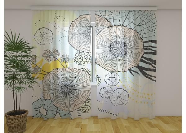 Läpinäkyvä kuvaverho Fabulous Abstract Flower 240x220 cm