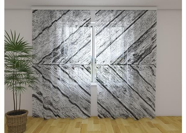 Läpinäkyvä kuvaverho Old Gray Wood 240x220 cm