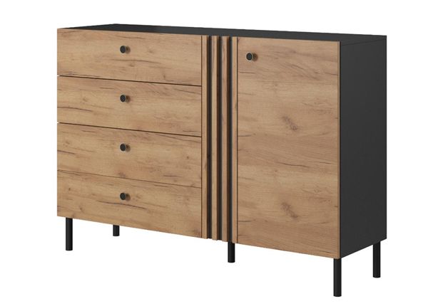 Lipasto Deco B 138 cm, antrasiitti / tammi