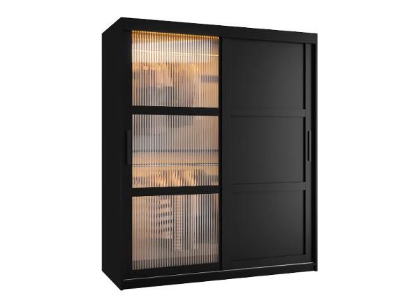 Liukuovellinen vaatekaappi Flutes 150 cm + LED