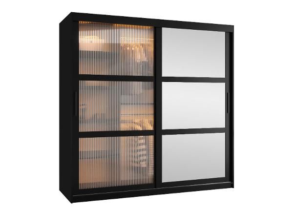 Liukuovellinen vaatekaappi Flutes 180 cm + LED