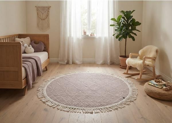 Matto om Tailor Colored Macrame Ø140 cm roosa