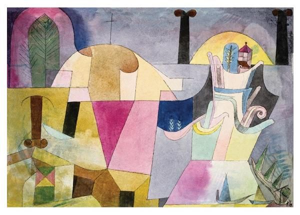 Non-woven kuvatapetti Black Columns in a Landscape (1919) by Paul Klee 416x254 cm