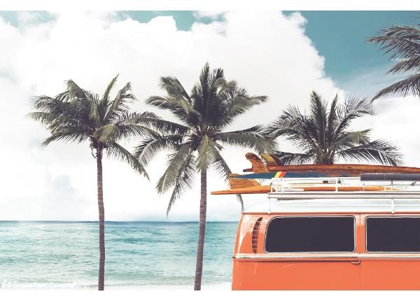 Non-woven kuvatapetti Retro Car At The Beach