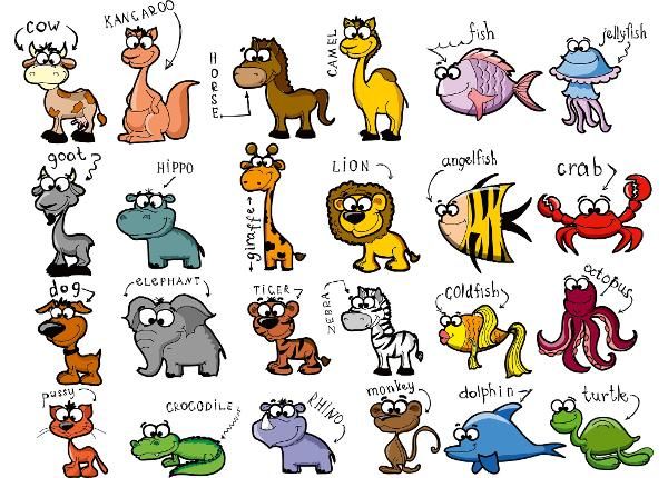 Non-woven kuvatapetti Set Of Animals