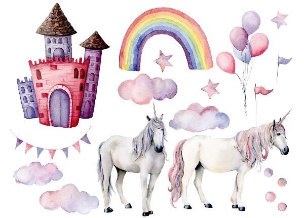 Non-woven kuvatapetti Unicorns And Rainbow