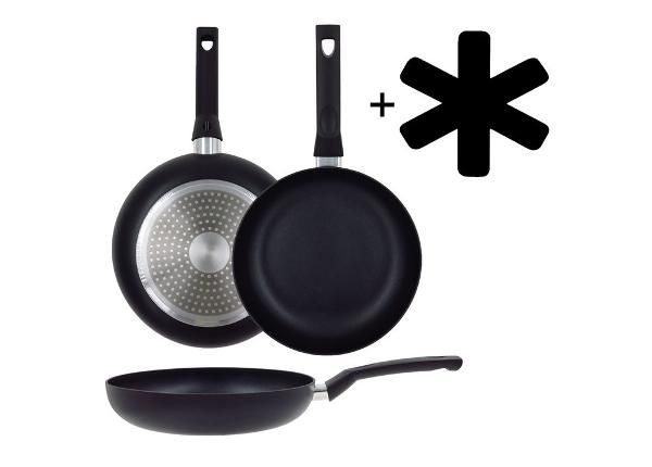 Paistinpannu Black Ceramic Ø 26 cm + pannusuoja, lasikansi, keraaminen ja induktio