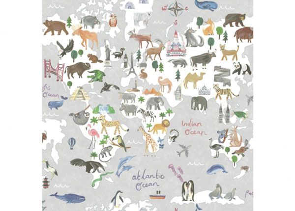 Paperitapetti Animals Maps
