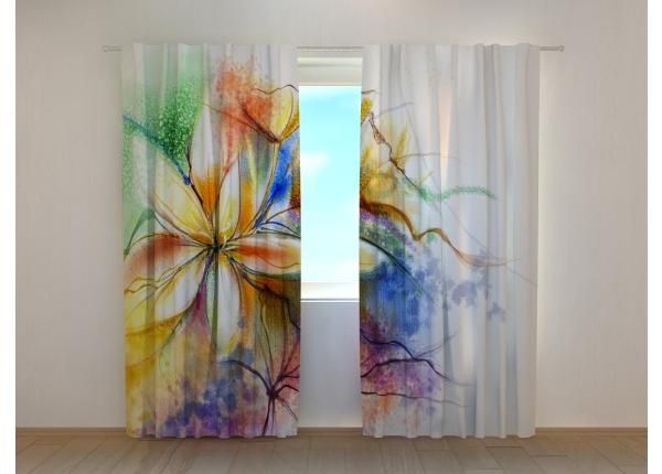 Pimennysverhot Abstract Floral Watercolor Painting at Canvas 240x220 cm