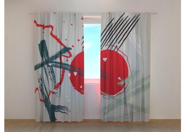 Pimennysverhot Abstract Red Chinese Sun 240x220 cm
