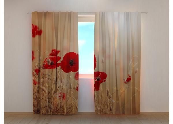 Pimennysverhot Red Poppies in Golden Wheat 240x220 cm