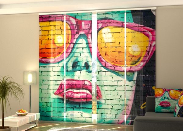 Pimentävä paneeliverho Graffiti in Birmingham 240x240 cm
