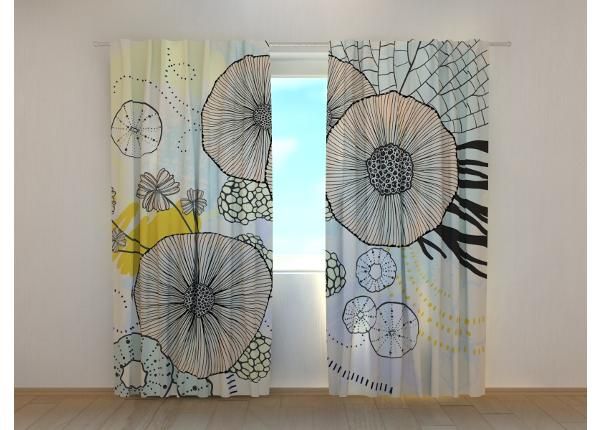 Puolipimentävä kuvaverho Fabulous Abstract Flower 240x220 cm