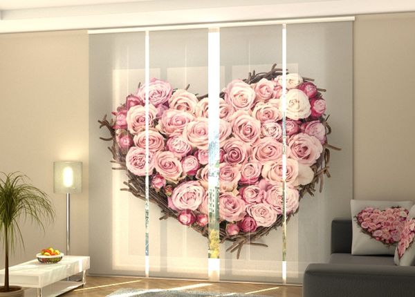 Puolipimentävä paneeliverho Heart of Love 240x240 cm