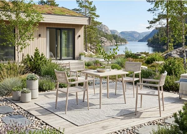 Puutarhakalusteet Bolzano pöytä + 4 tuolia beige