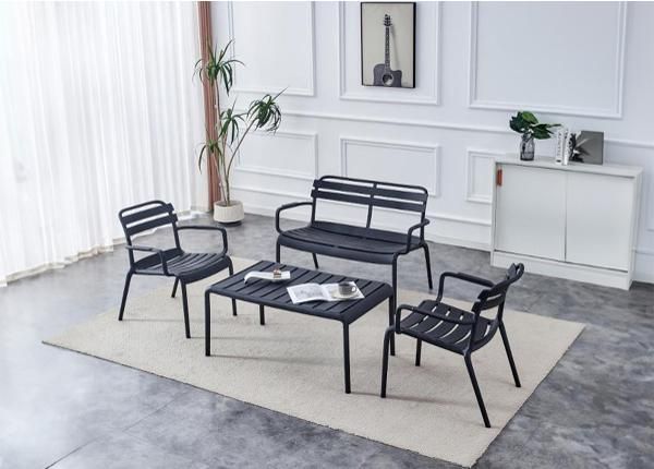 Puutarhakalusteet Costa 2 tuolia+pöytä+ulkosohva musta