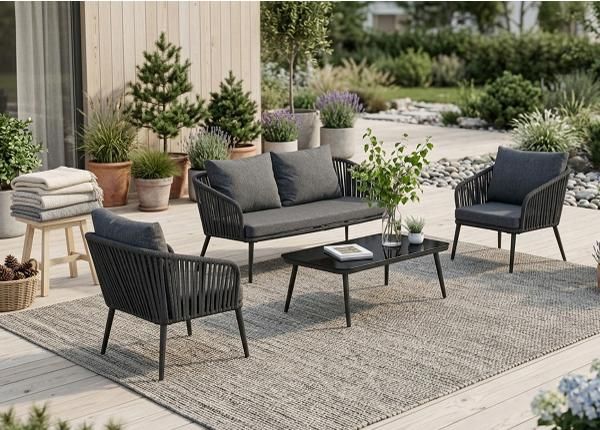 Puutarhakalusteet Verona pöytä + ulkosohva + 2 tuolia