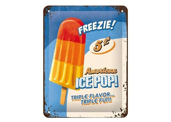 Retro metallitaulu American Ice Pop 15x20 cm