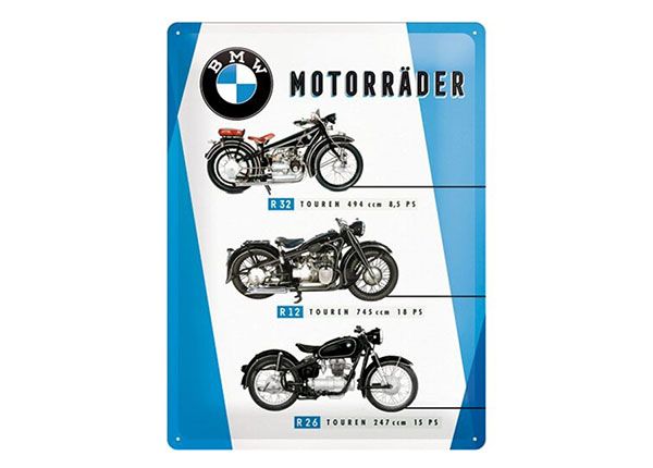 Retro metallitaulu BMW moottoripyörät 30x40 cm