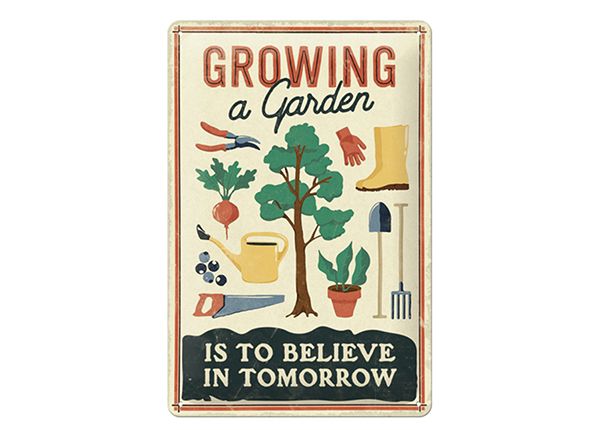 Retro metallitaulu Growing a garden 20x30 cm
