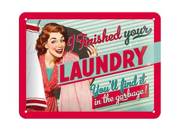 Retro metallitaulu I finished your laundry... 15x20 cm
