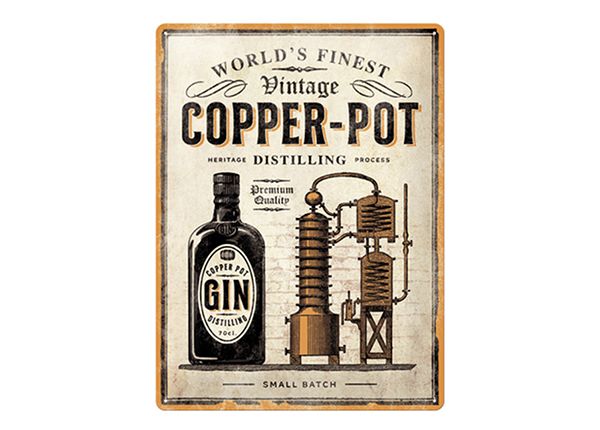 Retrometallitaulu Copper Pot Gin 30x40 cm
