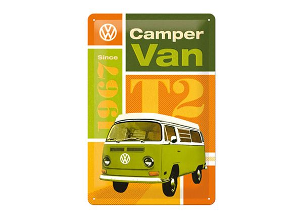 Retrotyylinen metallitaulu WV T2 Camper Van 20x30 cm