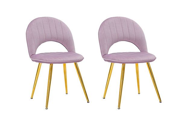 Ruokapöydän tuolit Glam (2 kpl), vaaleanpunainen/ kullanvärinen
