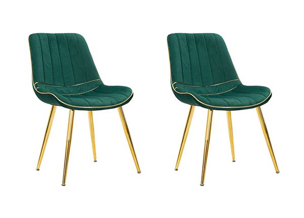 Ruokapöydän tuolit Glam (2 kpl), vihreä/kullanvärinen