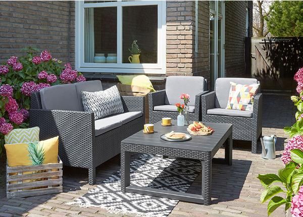 Säädettävä puutarhapöytä Keter Lyon 71x116 cm, grafiitti