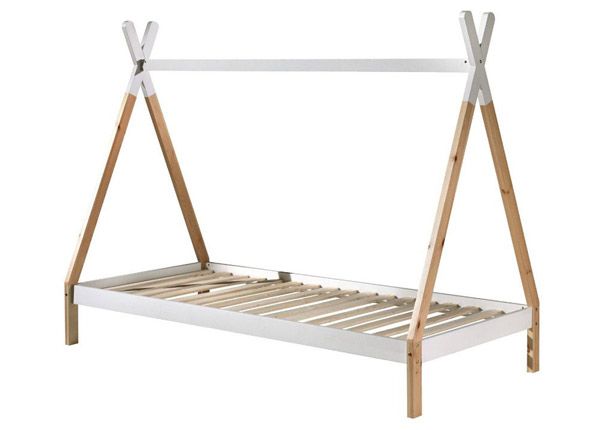 Sänky Tipi 90x200 cm, valkoinen/ luonnollinen